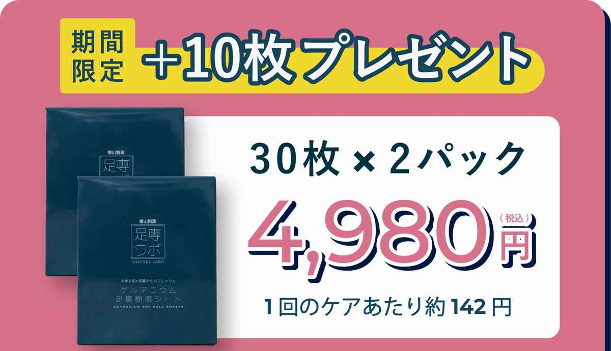期間限定 +10枚プレゼント 30枚×2パック 4,980円